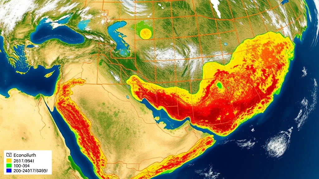 High-resolution satellite imagery showing agricultural fields with varying crop health indicated by vegetation indices, overlaid with economic productivity zones, photorealistic Earth observation perspective