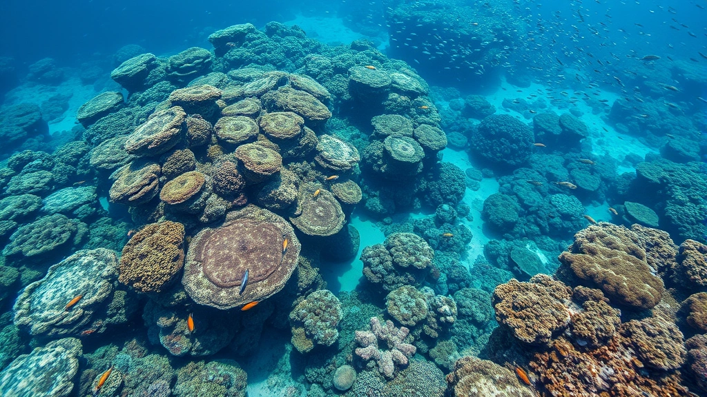 Coastal ecosystem with marine biodiversity, healthy coral reefs and fish populations, clear water, natural environmental conditions, photorealistic, no labels or text