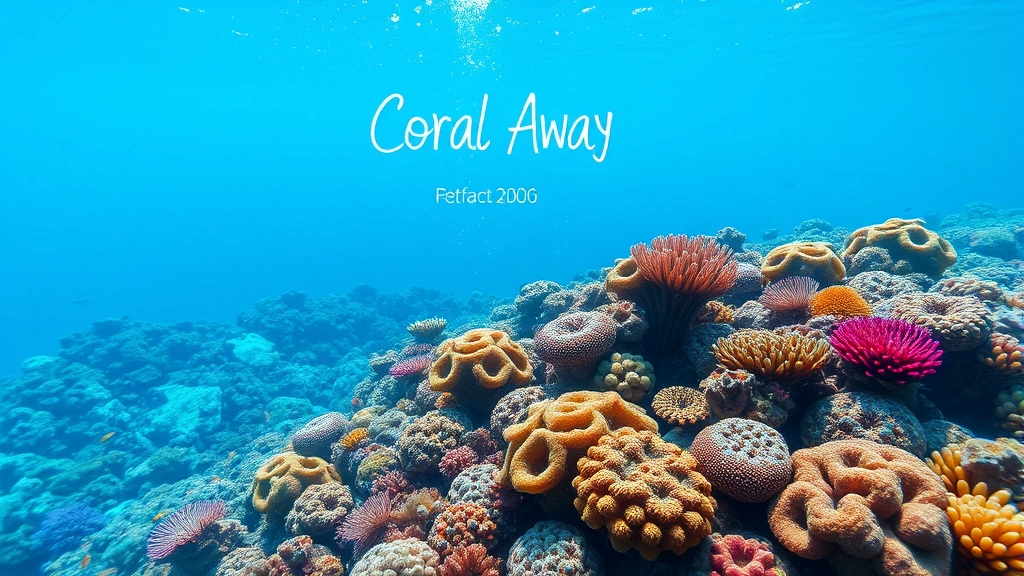 Underwater coral reef ecosystem with healthy marine biodiversity and vibrant colors alongside abstract representation of economic value flowing away, photorealistic marine environment