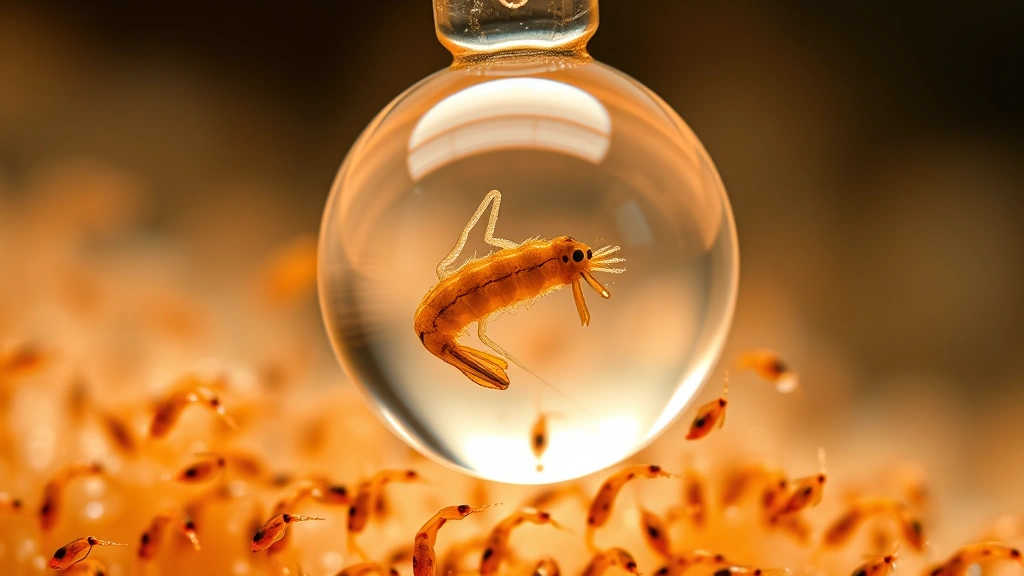 Close-up of aquatic invertebrates and zooplankton in water droplet, showing tiny organisms that form duck food base, microscopic detail with natural colors, photorealistic scientific visualization