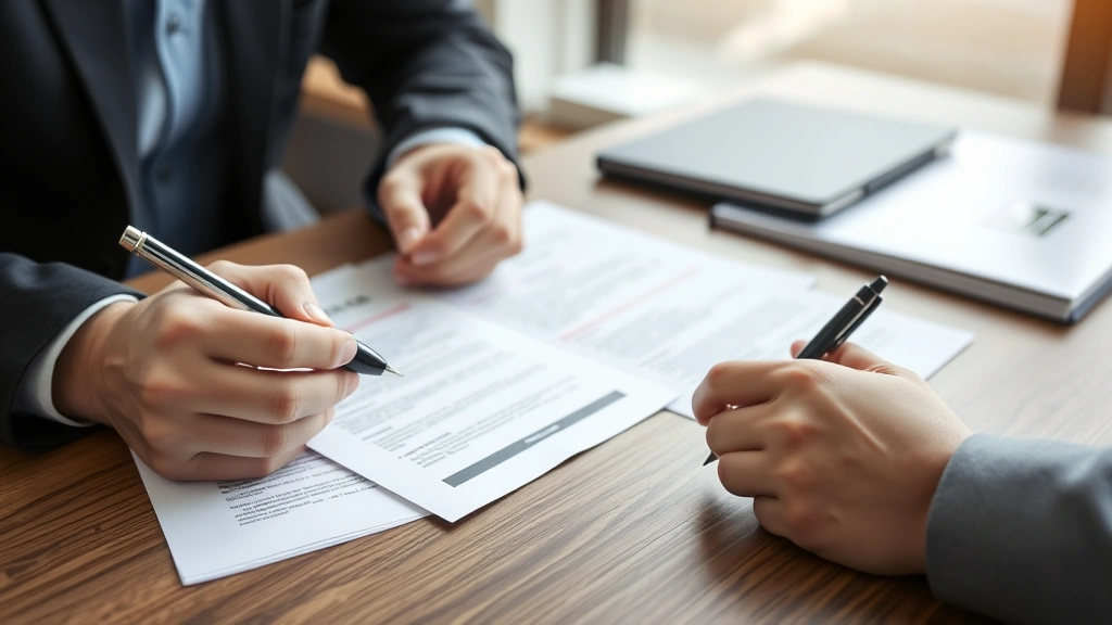 Close-up of hands reviewing documents and taking notes at a desk, representing documentation of workplace incidents, with notepad, pen, and papers visible, professional office environment, natural lighting emphasizing careful record-keeping