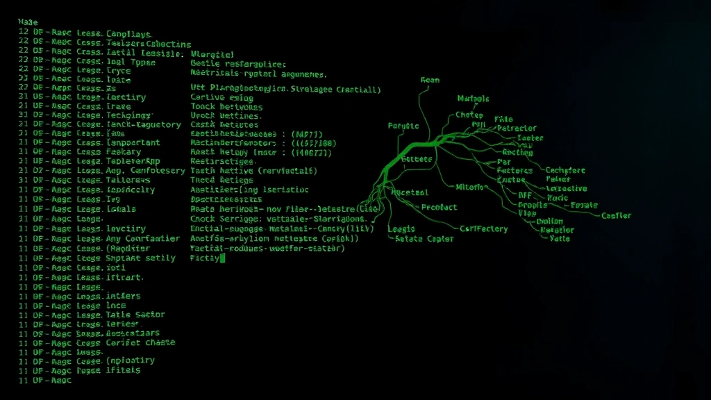 Photorealistic terminal screen displaying directory tree structure with file paths branching like ecosystem food chains, green terminal text on dark background, no text overlays