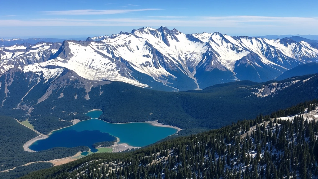 Aerial view of Sierra Nevada mountain range with snow-capped peaks, pristine alpine lakes, and coniferous forest canopy, representing California's critical watershed services and water supply infrastructure